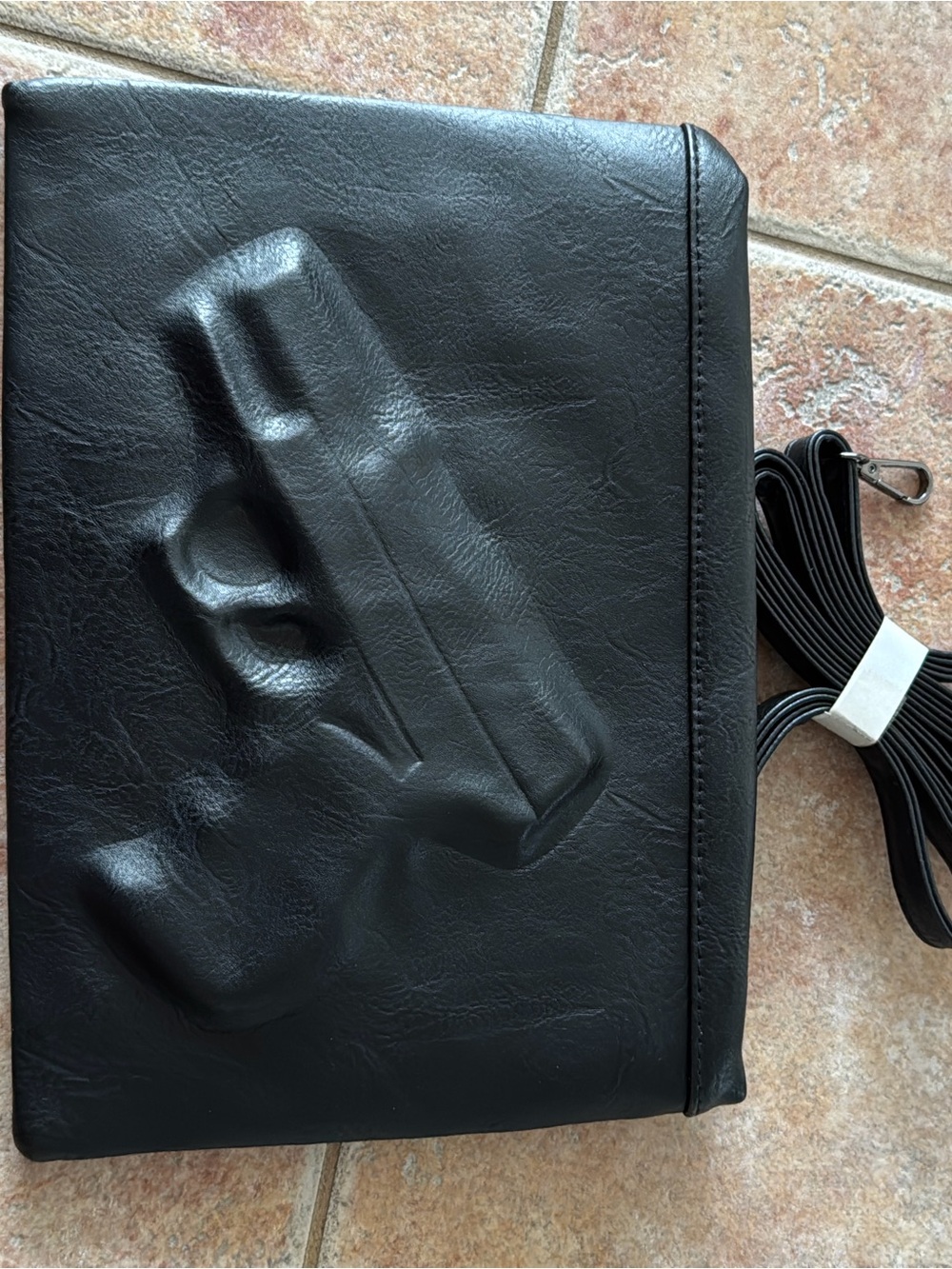 Black purse gun embossed with Shoulder Strap
